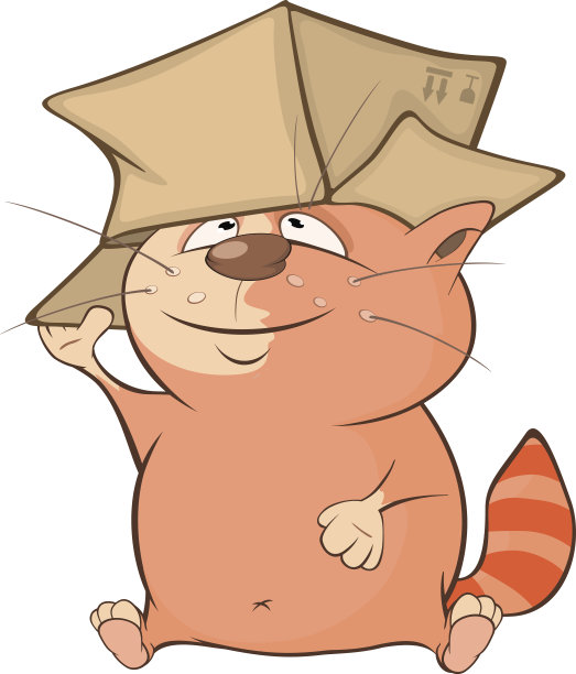 插图可爱的猫和盒子卡通人物图片下载