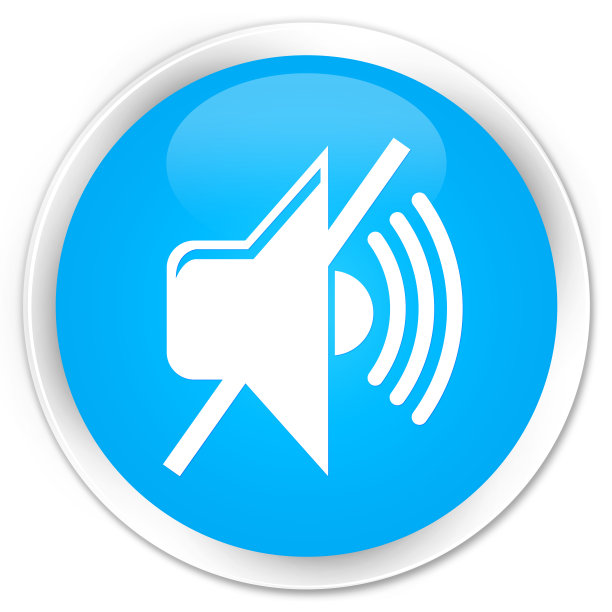 静音音量图标青蓝光泽的圆形按钮图片下载