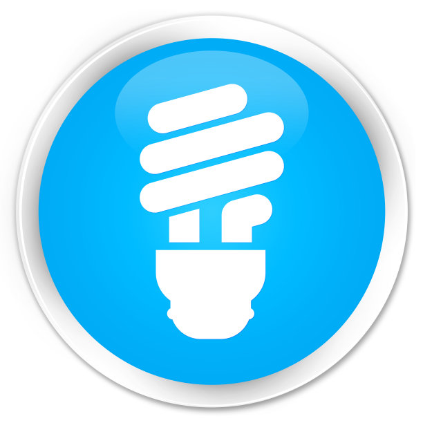 灯泡图标青蓝光泽的圆形按钮图片下载