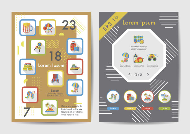 旅行图标设置长阴影，eps10图片下载