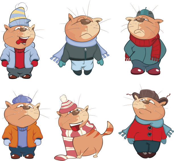设置卡通插图可爱的猫为您设计图片下载
