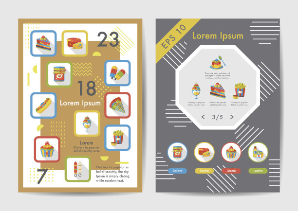 食物图标设置长阴影，eps10图片下载