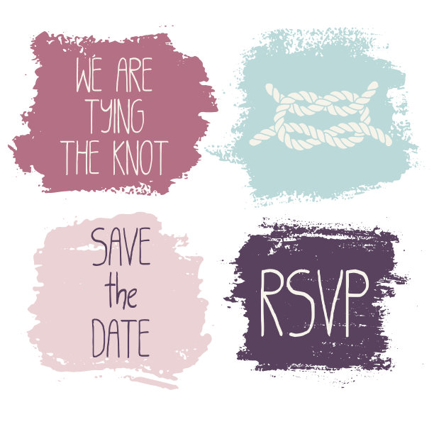 一套4个装饰婚礼和浪漫元素。图片下载