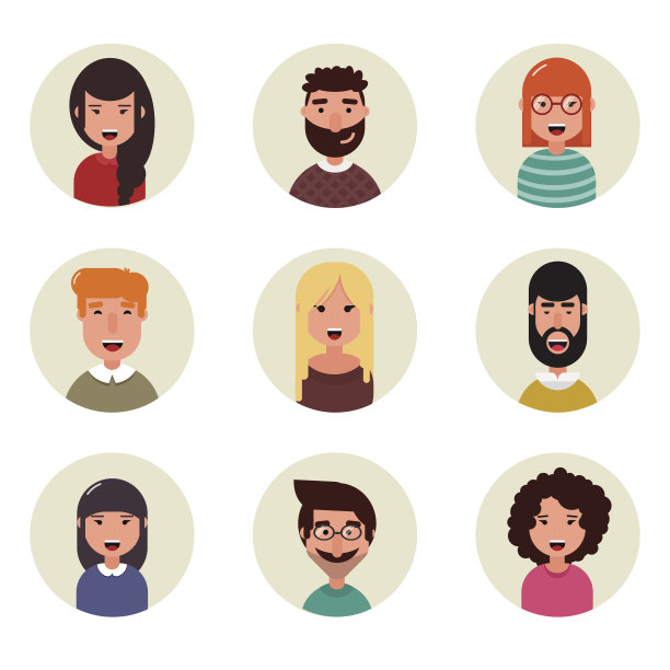 人化身集合。商人和商人。几何的人。素材图片