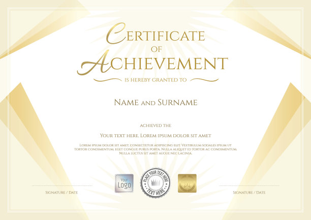 黄金主题的现代成就证书图片下载
