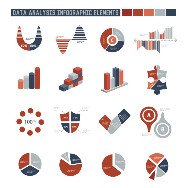 数据分析图标设计上干净的背景，矢量图片下载