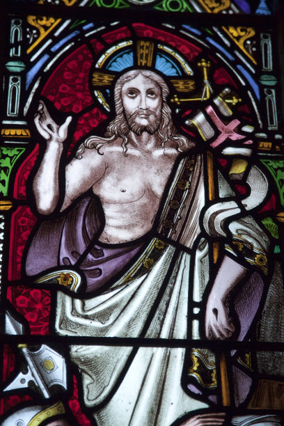 上帝啊，班伯格的近距离彩色玻璃窗图片下载