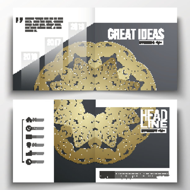 商业手册，杂志，传单模板。金色的微芯片图片下载