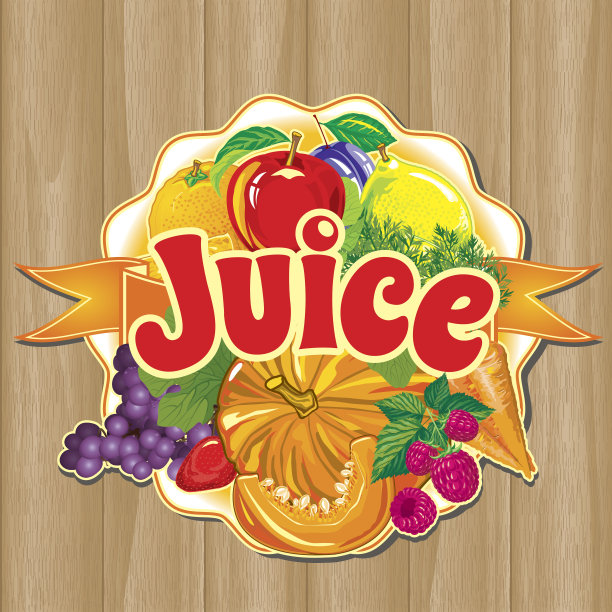 由水果和蔬菜制成的果汁标签模板图片下载