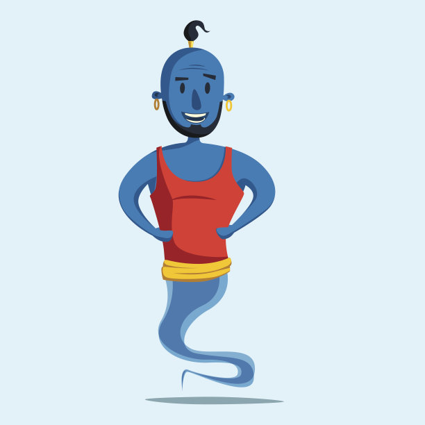 灯里的精灵卡通矢量插画古老寓言图片下载