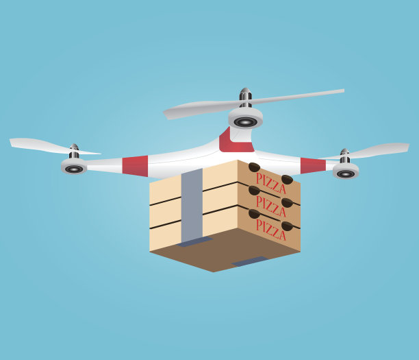 用无人机送热披萨。图片下载