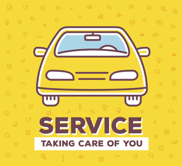 矢量创意插画的正面观汽车与模式图片下载