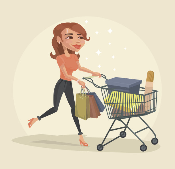 快乐的女孩角色与购买图片下载