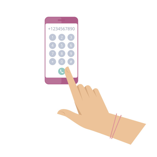 女人正在拨电话号码。平面向量插图。图片下载