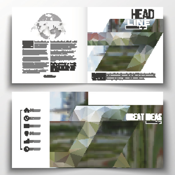 为宣传册、杂志、传单制作年度报告业务模板图片下载