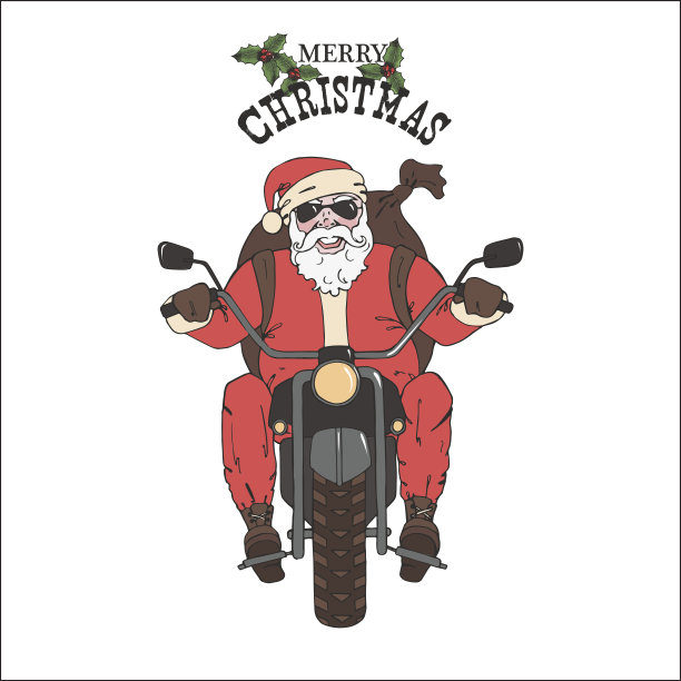 摩托车上的圣诞老人图片下载