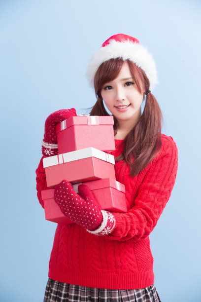 圣诞节的美丽女人素材图片