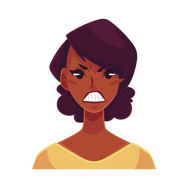 非洲女孩脸上，愤怒的表情图片下载