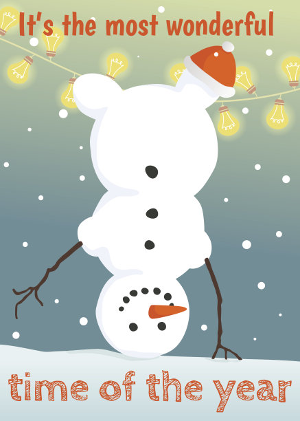 有有趣雪人的冬季明信片图片下载
