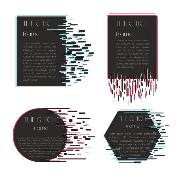 带有小故障效果的文本矢量帧。图片下载