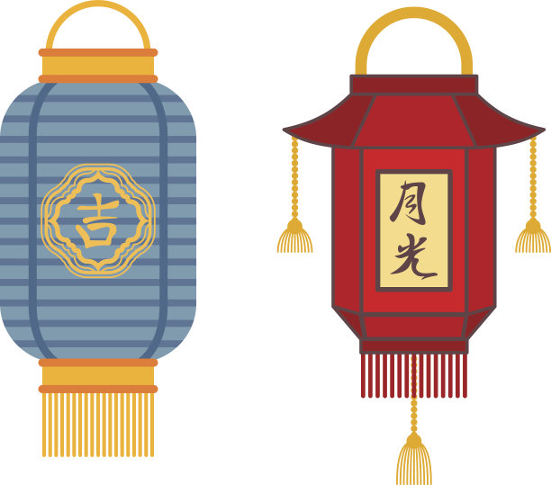 中国灯笼矢量插图。图片下载