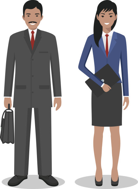 一对商人男女站在一起。业务团队。图片下载