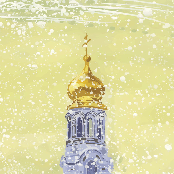 圣诞节。俄罗斯教堂。图片下载