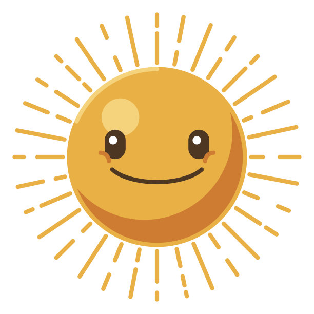 微笑的太阳图标。夏天的时间概念图片下载