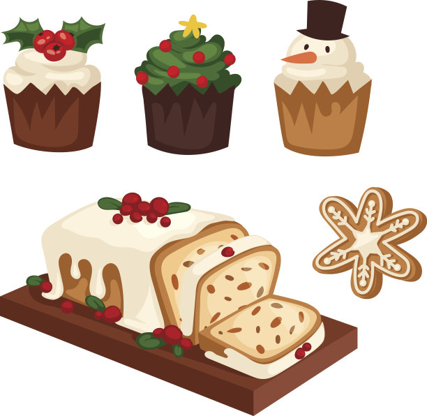 圣诞蛋糕孤立矢量图标图片下载