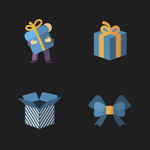 礼品平面彩色商店图标上的黑色图片下载