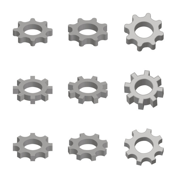 齿轮图标设置在3d风格图片下载