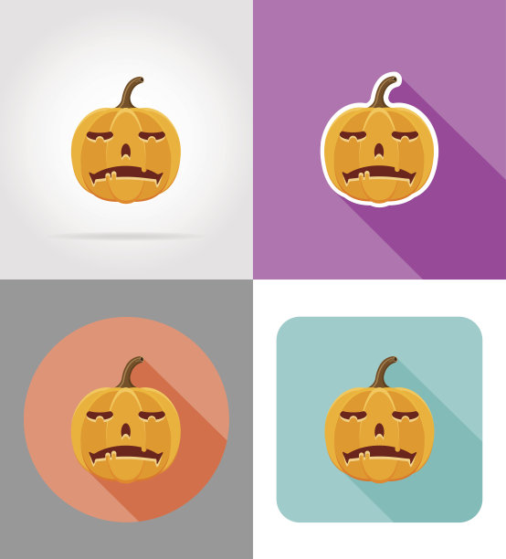 万圣节南瓜平面图标矢量插图图片下载