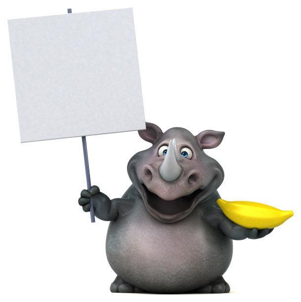 有趣的犀牛- 3D插图图片下载