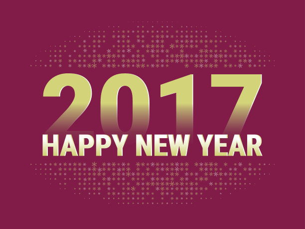 2017年新年快乐。红色背景上的金字。图片下载