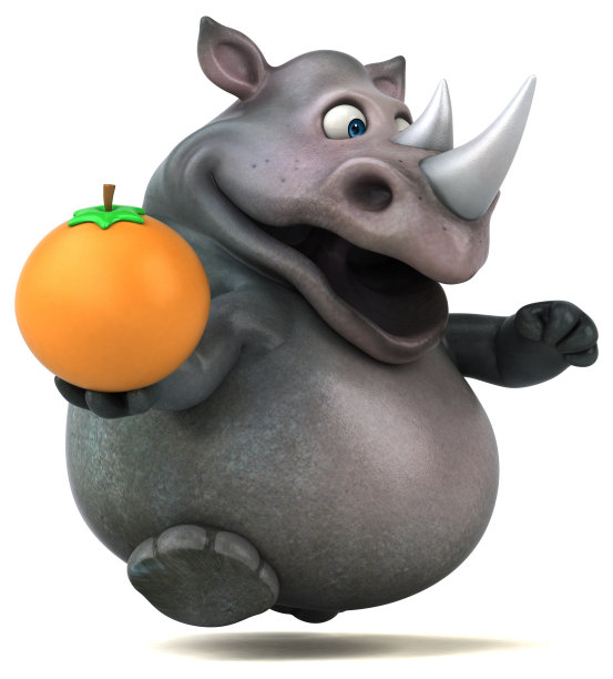 有趣的犀牛- 3D插图图片下载