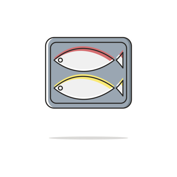 罐头鱼颜色细线图标。矢量图图片下载