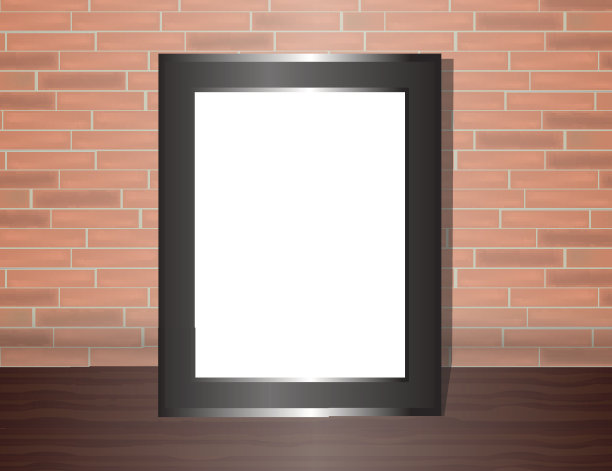 矢量空白海报上的红砖墙上逼真的模型图片下载