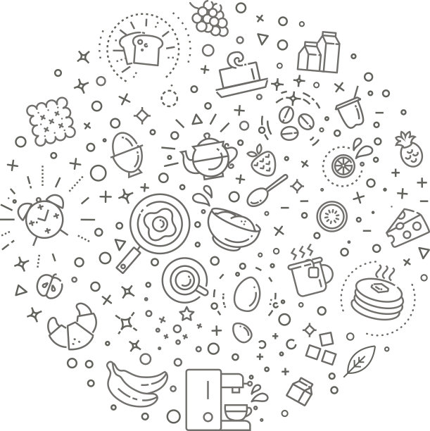 早餐概念插图细线平面设计图片下载