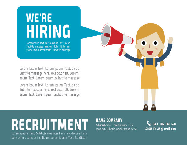 招聘。招聘。手指着职业女商人。图片下载