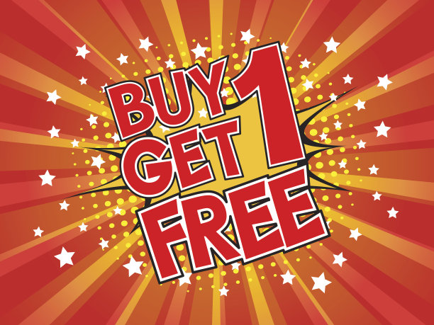 Buy1 Get1免费，措辞在爆笑背景喜剧演讲图片下载