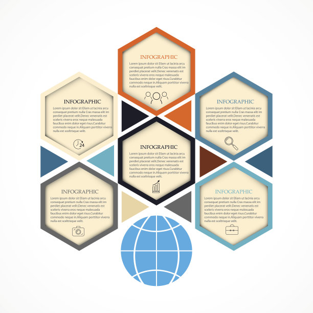 摘要六边形信息图模板。图片下载