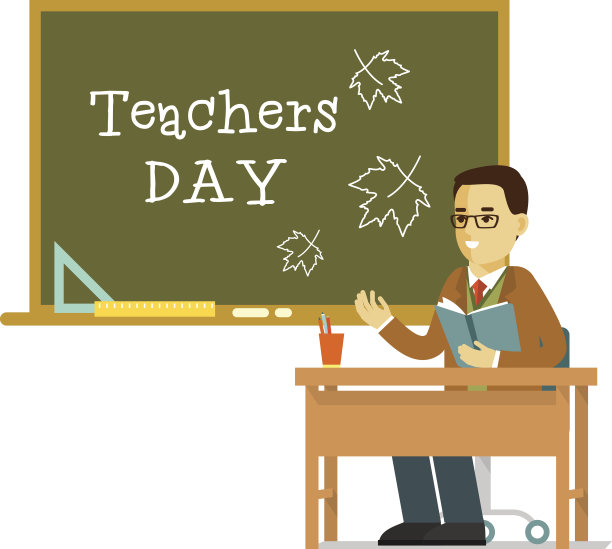 学校老师在黑板附近用扁平化的风格图片下载