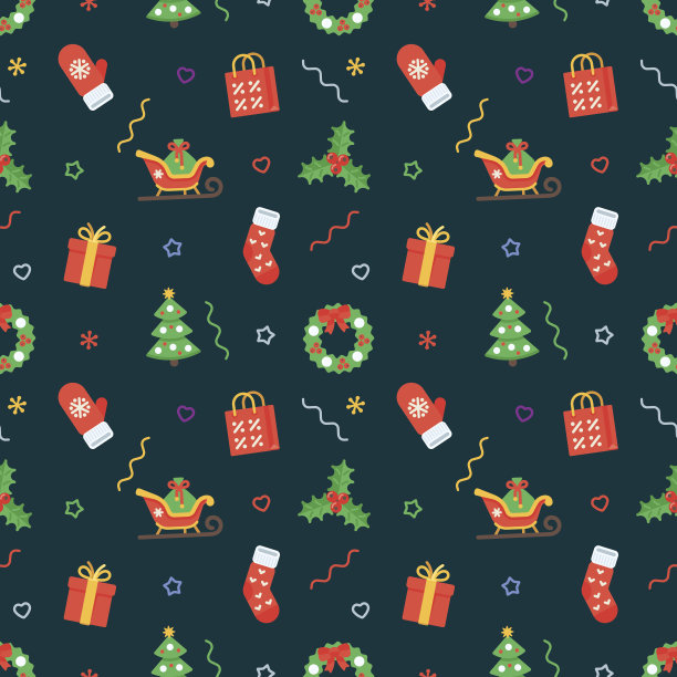 无缝平面圣诞图案的传统装饰元素图片下载