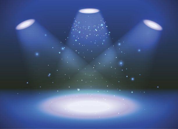空场景与三个聚光灯在蓝色背景图片下载