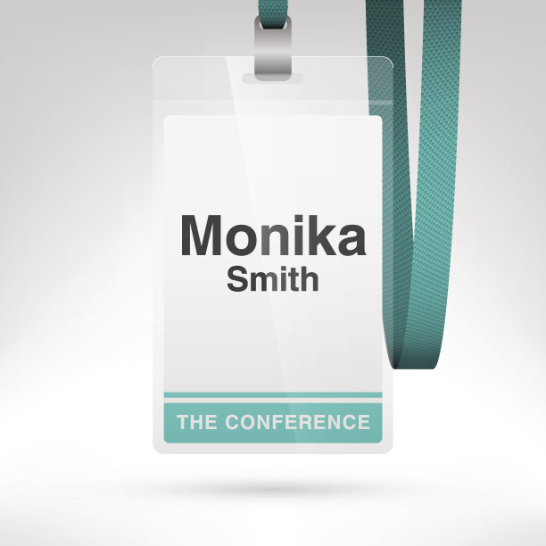 带挂绳的空白会议徽章图片下载