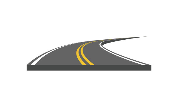 有标志的弯曲和方向公路图片下载