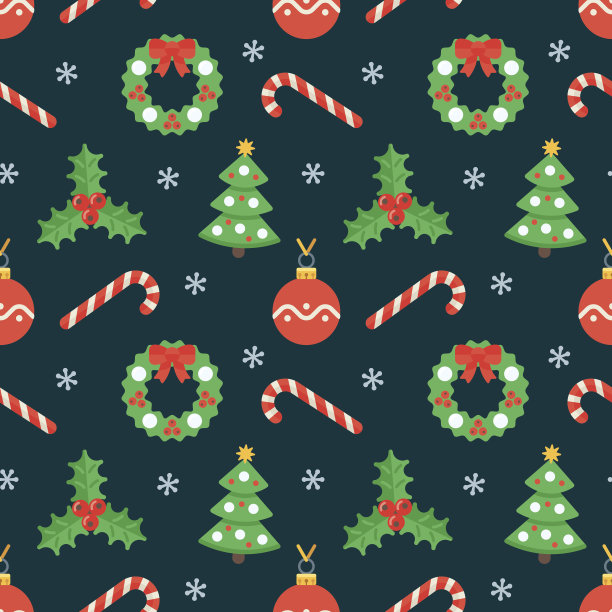 无缝平面圣诞图案的传统装饰元素图片下载