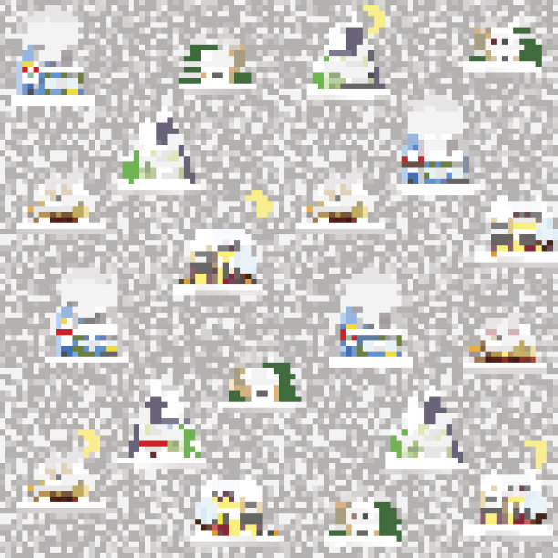 无缝图案与装饰色彩的房子在冬天的时候。圣诞节图片下载