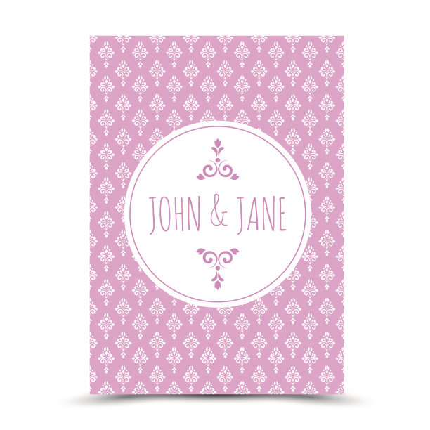 粉色装饰婚礼请帖模板图片下载