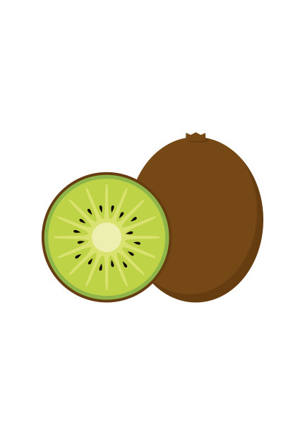 孤立的猕猴桃在白色的背景在平坦的风格。图片下载